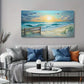 Nautical Sunset Beach Ocean Waves Coastal Wall Art canvas office home room framed 120x60cm