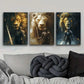 3pcs Knight in Armor Design Metal Print Ready to Hang Art