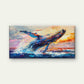 Whale Breaching At Sunset Wall Art Canvas Office Home Room Framed 120x60cm