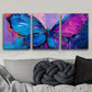 3pcs Abstract Butterfly Metal Print Ready to Hang Art