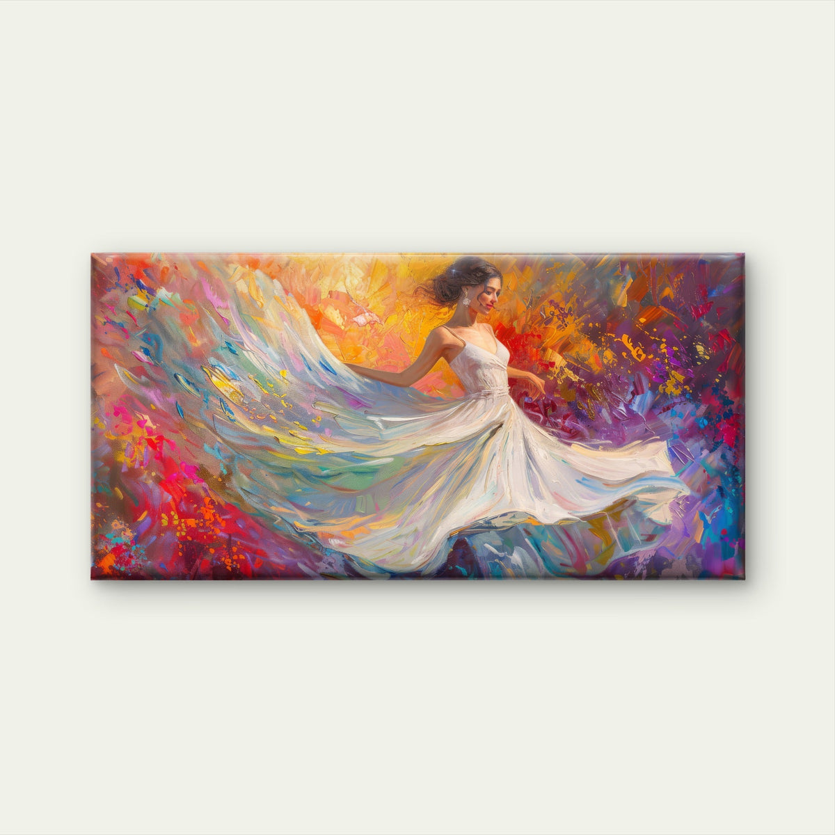 Eternal Dance Of Vibrant Colors Wall Art Canvas Office Home Room Framed 120x60cm