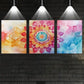 3pcs Watercolor Beautiful Mandala Flower Design Metal Print Ready to Hang Art