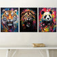 3pcs Modern And Stylish Animal Abstract Art Wall Art Set Canvas Framed 40x60cm - High Quality Print 100% Australian Made Wall Canvas Ready to Hang