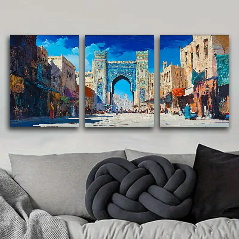 3pcs Coloured gate picture Metal Print Ready to Hang Art