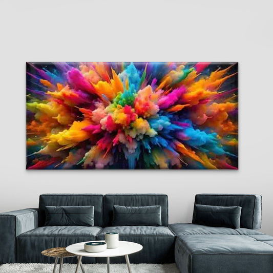 Abstract Explosion of Color Wall Art Canvas Office Home Room Framed 120x60cm