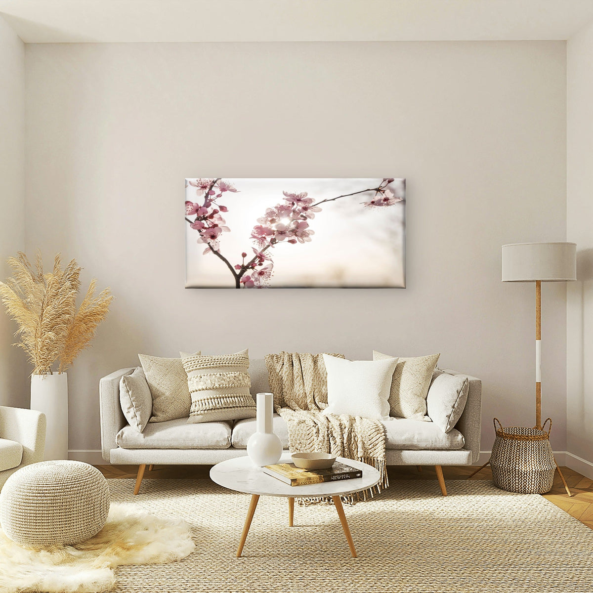 Beautiful Flowers With Sun Background Wall Art Canvas Office Home Room Framed 120x60cm