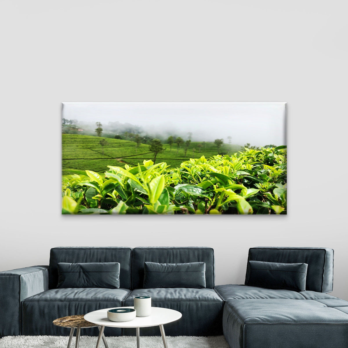 Green Tea Plantation View Wall Art Canvas Office Home Room Framed 120x60cm