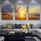 3pcs Majestic Beachscape with Golden Hour Sunlight Metal Print Ready to Hang Art