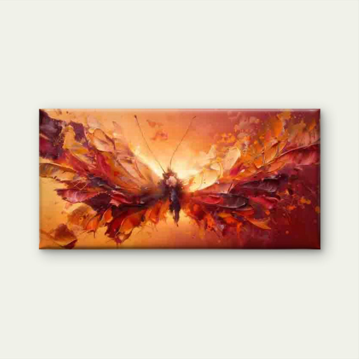 Abstract Fiery Butterfly Art Wall Art Canvas Office Home Room Framed 80x45cm
