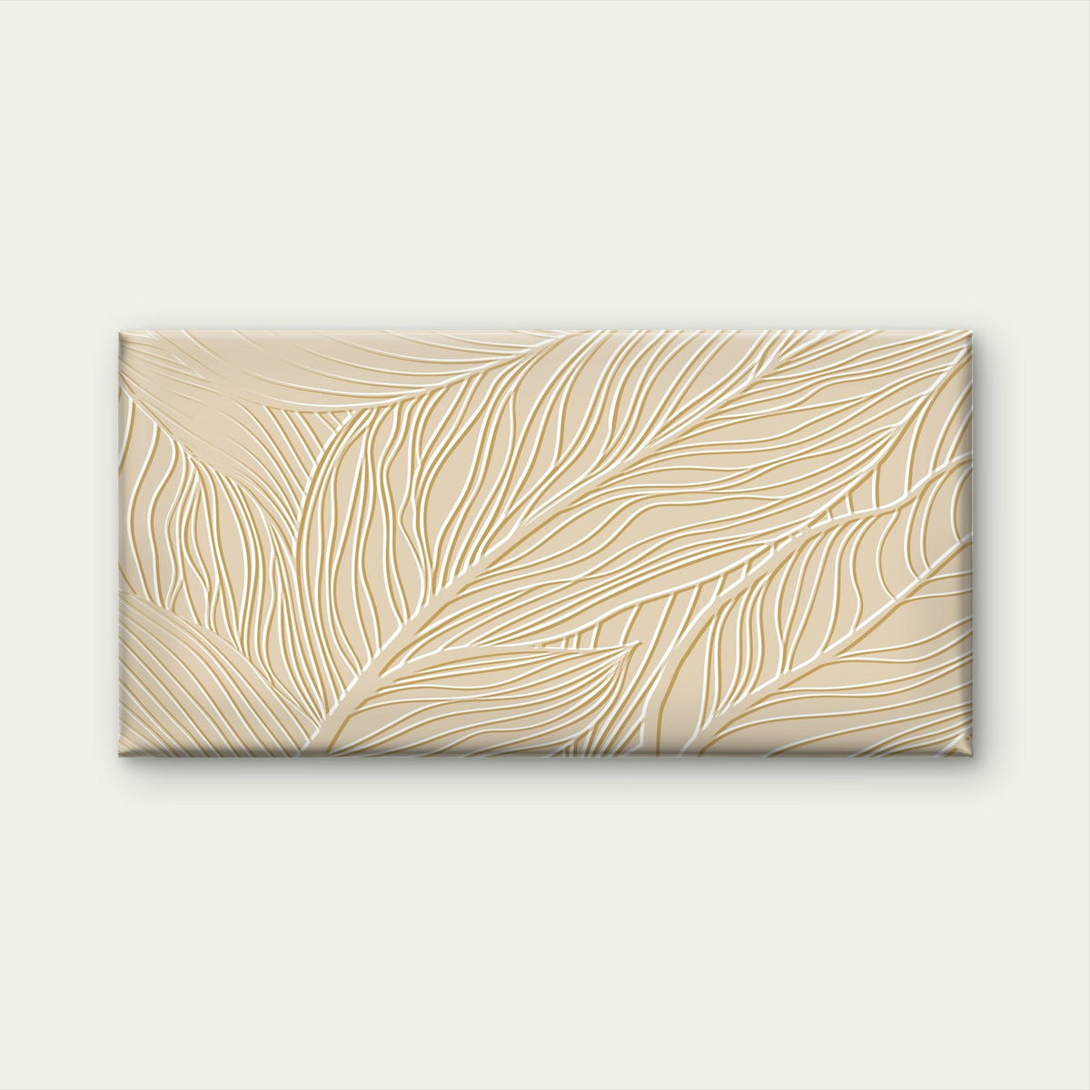 Abstract Beige Cream Embossed Leaf Wall Art Canvas Office Home Framed 80x45cm