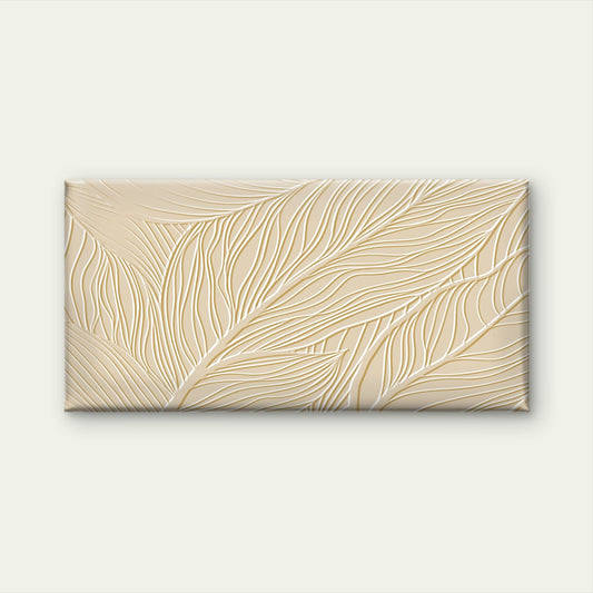 Abstract Beige Cream Embossed Leaf Wall Art Canvas Office Home Framed 80x45cm