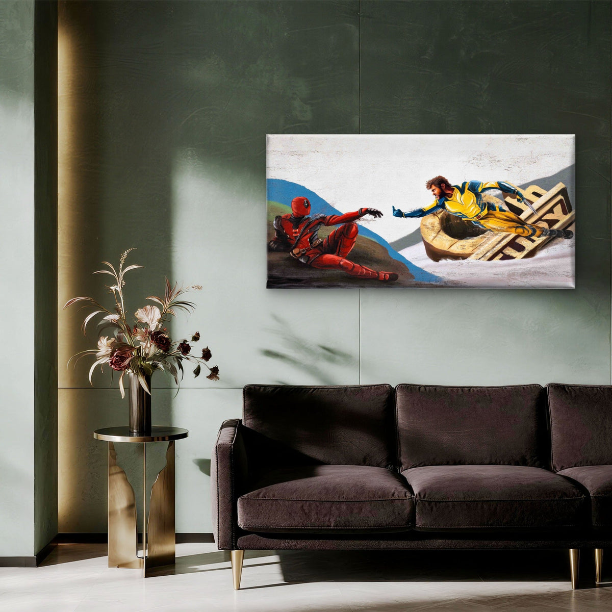 Humorous Comic Fresco Parody Wall Art Canvas Office Home Room Framed 80x45cm