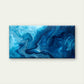 Navy Teal Fluid Swirl Painting Wall Art Canvas Office Home Framed 80x45cm