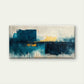 Abstract Teal Blue and Gold Foil Wall Art Canvas Office Home Framed 120x60cm