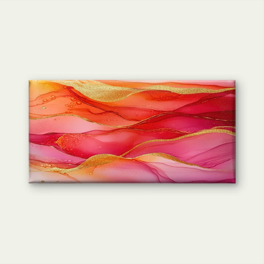 Abstract Red Pink and Gold Glitter Wall Art Canvas Office Home Framed 80x45cm
