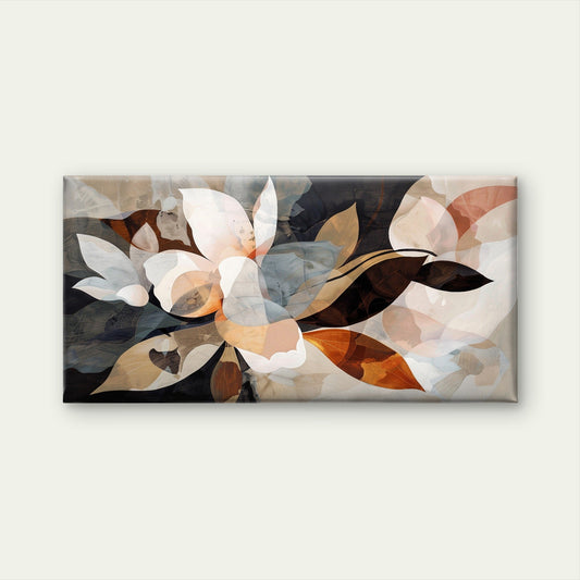 Abstract Neutral Earth Tone Floral Wall Art Canvas Office Home Framed 80x45cm