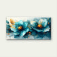 Abstract Teal Blue and Gold Floral Wall Art Canvas Office Home Framed 120x60cm
