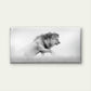 Monochrome Lion Emerging from Fog Wall Art Canvas Office Home Framed 120x60cm