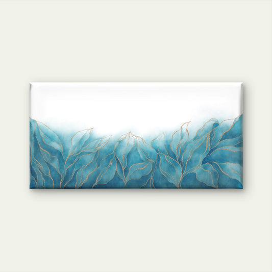 Teal Gold Leaf Watercolor Abstract Wall Art Canvas Office Home Framed 80x45cm