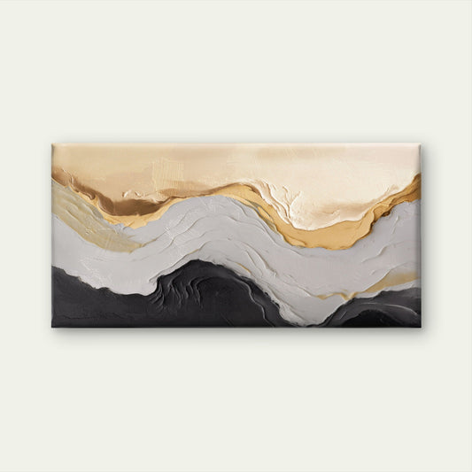 Abstract Texture Gold Grey Black Wall Art Canvas Office Home Framed 80x45cm
