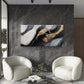 Abstract Luxury Black Gold Fluid Ink Wall Art Canvas Office Home Framed 120x60cm