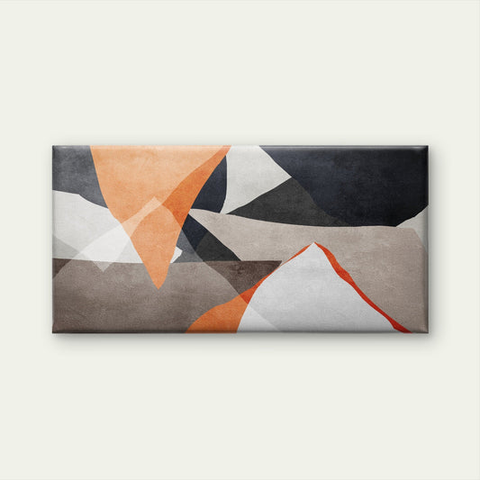 Abstract Geometric Orange Grey Shape Wall Art Canvas Office Home Framed 80x45cm