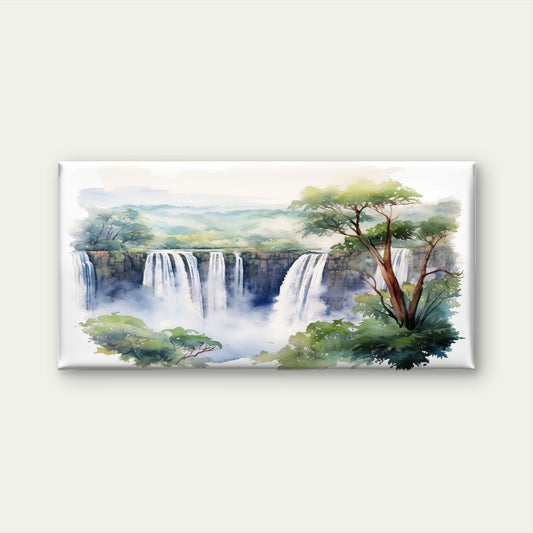Scenic River Cascade Forest Trees Wall Art Canvas Office Home Framed 80x45cm