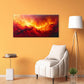 Red Fire Abstract Fluid Orange Paint Wall Art Canvas Office Home Framed 80x45cm