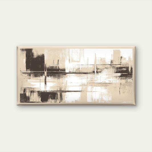 Abstract Textured Cream Charcoal Wall Art Canvas Office Home Framed 80x45cm