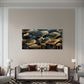 Luxury Gold Lotus Leaf Navy Teal Wall Art Canvas Office Home Framed 120x60cm