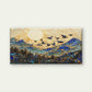 Modern Textured Golden Forest Sun Wall Art Canvas Office Home Framed 80x45cm