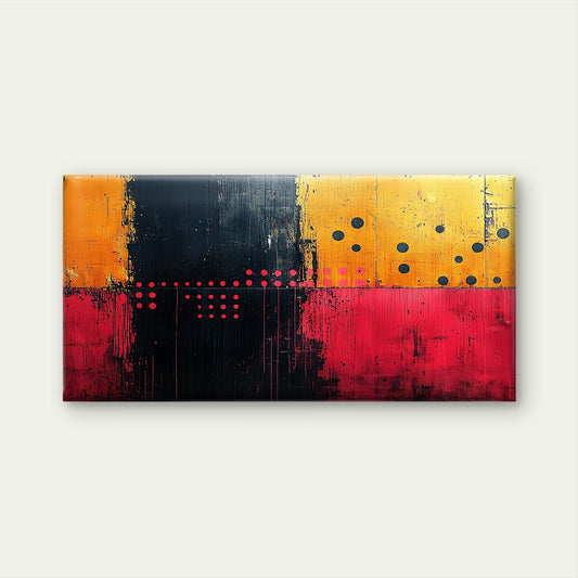 Modern Abstract Yellow Red Black Wall Art Canvas Office Home Framed 80x45cm