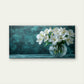 Elegant White Lilies Round Fishbowl Wall Art Canvas Office Home Framed 80x45cm