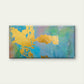 Teal Indigo Gilded Gold Splat Wall Art Canvas Office Home Framed 120x60cm