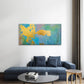 Teal Indigo Gilded Gold Splat Wall Art Canvas Office Home Framed 120x60cm