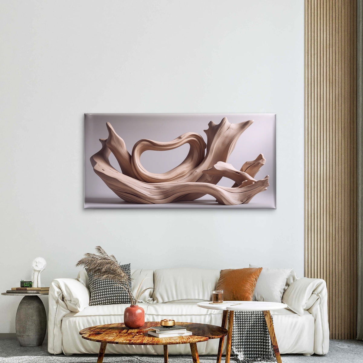 Abstract Driftwood Sculpture Painting Wall Art Canvas Office Home Framed 120x60