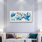 Modern Blue Watercolor Floral Paint Wall Art Canvas Office Home Framed 120x60cm
