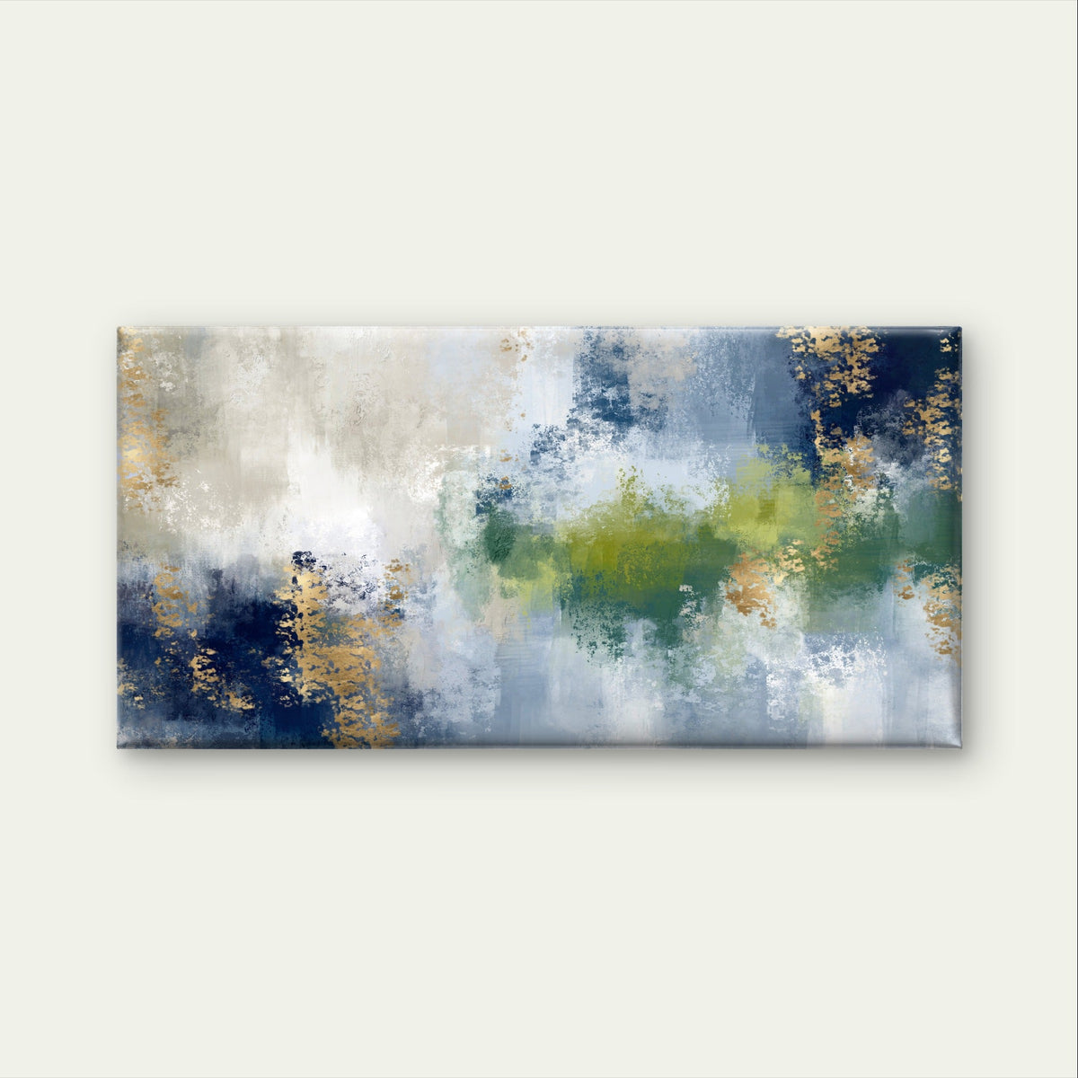 Modern Navy Blue Olive Gold Foil Wall Art Canvas Office Home Framed 120x60cm