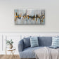 Abstract Grey Blue Gold Skyline Wall Art Canvas Office Home Framed 80x45cm