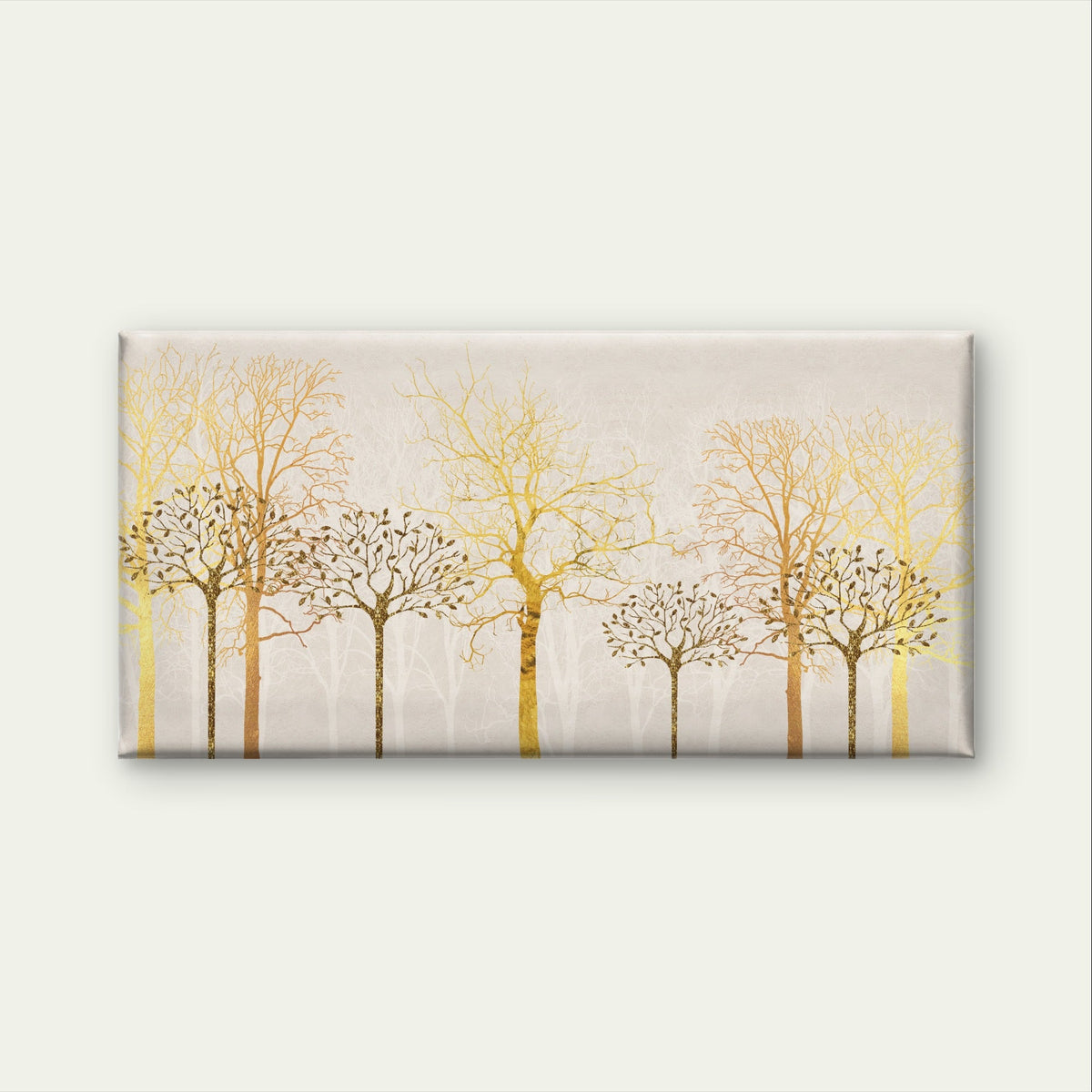 Beautiful Gold Forest Tree Pattern Wall Art Canvas Office Home Framed 80x45cm