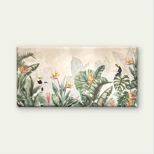 Beautiful Tropical Toucan Jungle Wall Art Canvas Office Home Framed 80x45cm