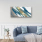 Beautiful Blue Gold Brush Stroke Wall Art Canvas Office Home Framed 120x60cm