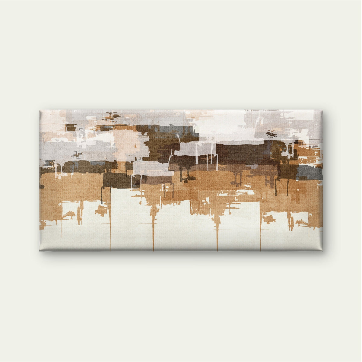 Scenic Abstract Brown Beige Foil Wall Art Canvas Office Home Framed 120x60cm