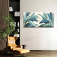 Beautiful Blue Gold Tropical Leaf Wall Art Canvas Office Home Framed 120x60cm
