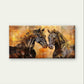 Abstract Black Gold Horse Animal Wall Art Canvas Office Home Framed 120x60cm