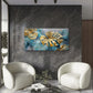 Luxury Gold Monstera Leaf Teal Palm Wall Art Canvas Office Home Framed 120x60cm