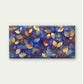 Abstract Blue Gold Red Fall Leaves Wall Art Canvas Office Home Framed 80x45cm