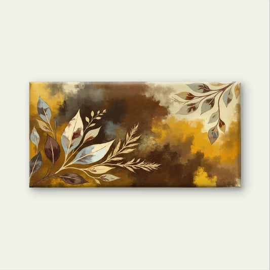 Abstract Brown Gold Leaf Branch Wall Art Canvas Office Home Framed 80x45cm