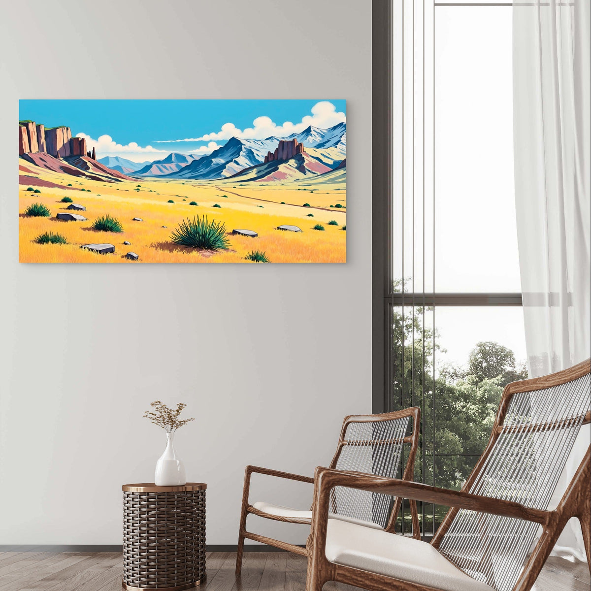 Abstract Desert Mountain Canyon Wall Art Canvas Office Home Framed 120x60cm