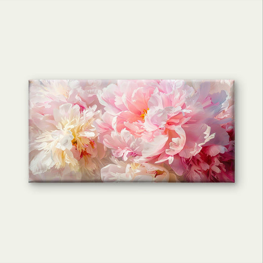 Pink Peony Flower Floral Artwork Wall Art Canvas Office Home Framed 80x45cm